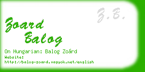 zoard balog business card